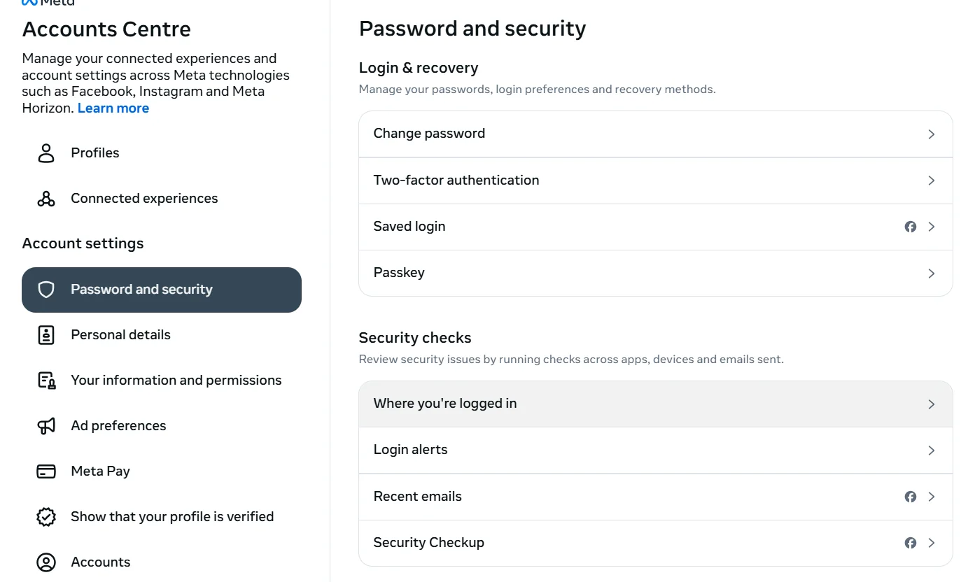 Where you are logged in trick for your Facebook account safety