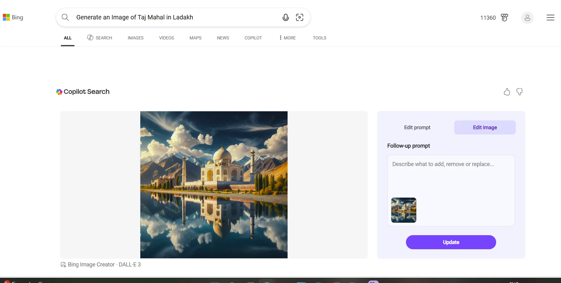 Bing Image creator, one of the tools to create AI Image using text